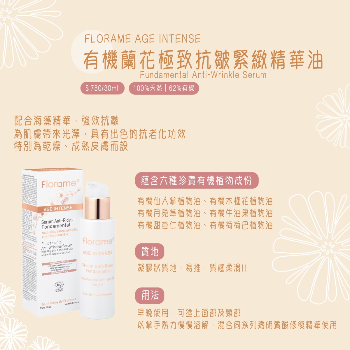 FLORAME Fundamental Anti-Wrinkle Serum 有機蘭花極致抗皺緊緻精華油 [30ml]