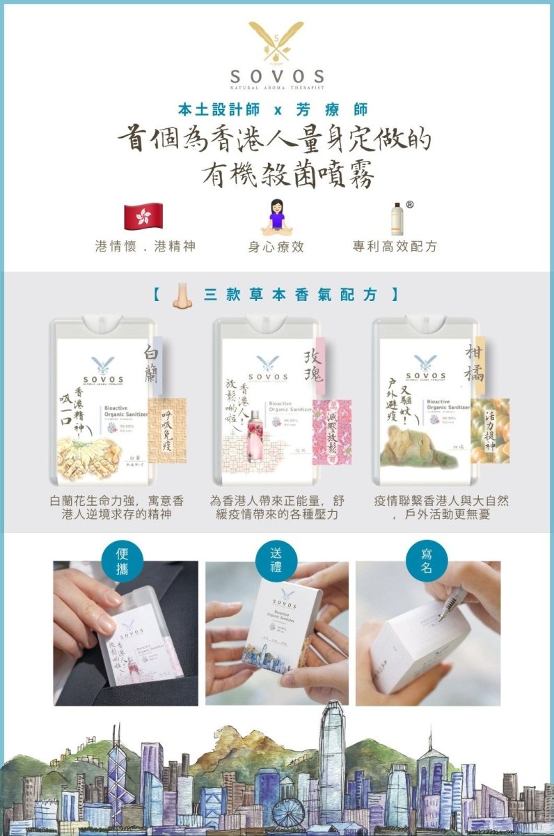 SOVOS Bioactive Organic Sanitizer Gift Set 心意便攜卡片噴霧禮盒 [20ml x 3pcs] - MINT Organics